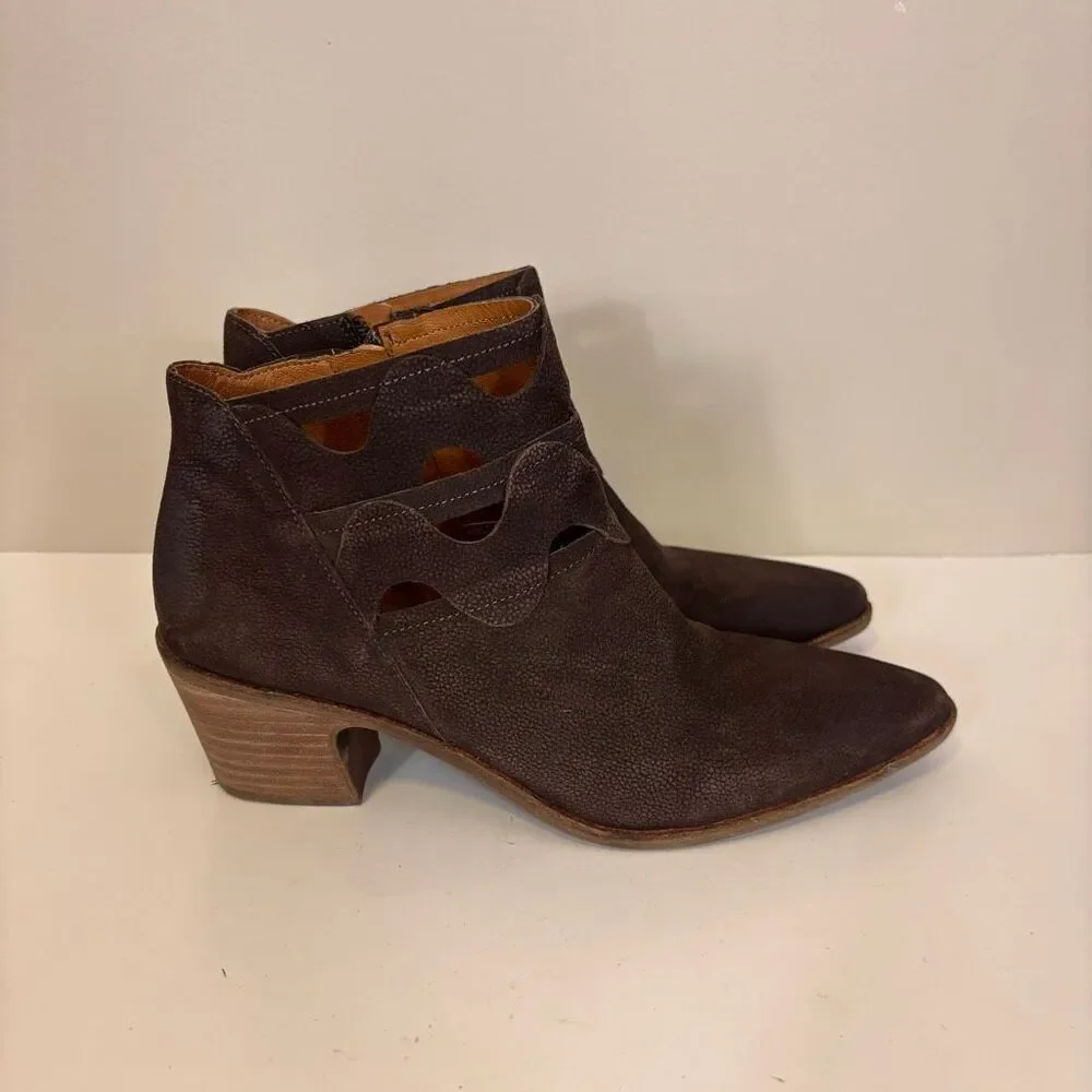 Lucky Brand Brown Faux‎ Leather Cut Out Ankle Booties 7.5